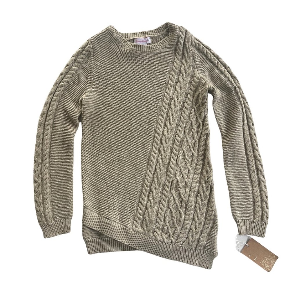 Tommy Bahama Girl's Tan Cable Knit Sweater SZ L 10/12 NWOT